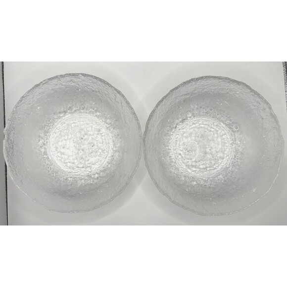Vintage Murano Glass Italy Handmade Clear Textured Bowls Set of 2 ~ 6.75" - Picture 4 of 10